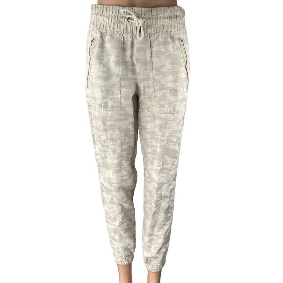 Athleta Cabo Tide Linen Women's Beige High Rise Jogger Sweat Pants Size 0P - Picture 1 of 4